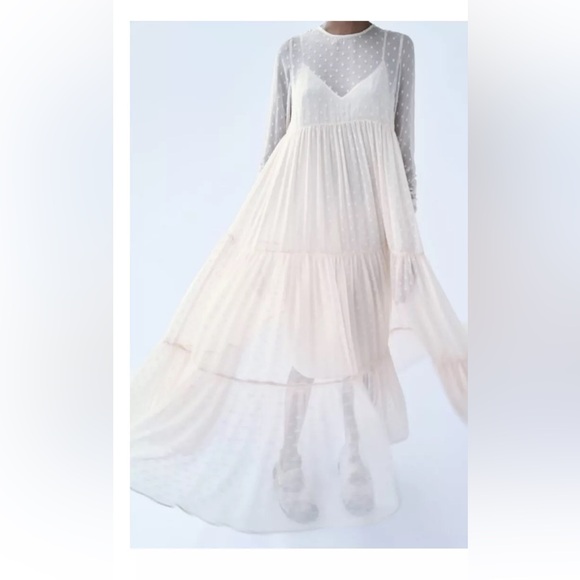 Zara Elegant Cream Maxi Dress - Picture 2 of 4